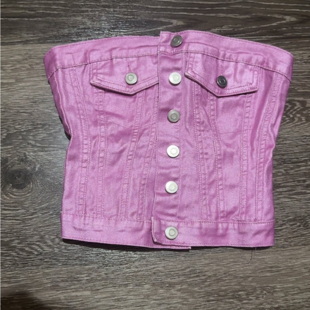 Pink Denim Corset Top